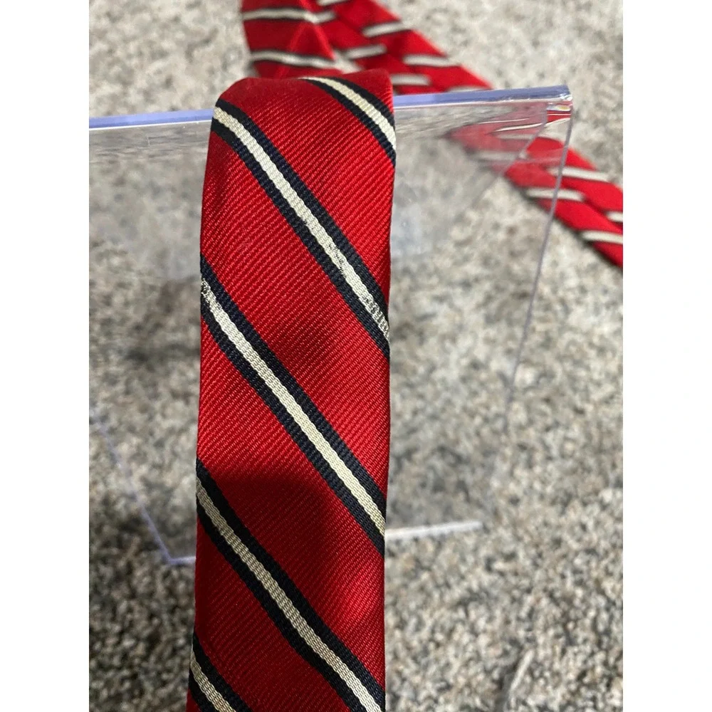 Necktie Jos. A. Bank Mens Red Excellent Silk Repp Stripe OS